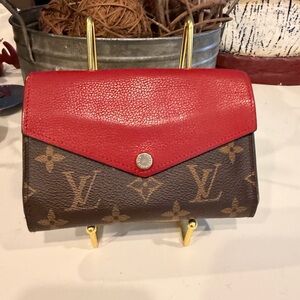 Louis Vuitton Red and Brown Monogram Wallet 
100% Authentic!